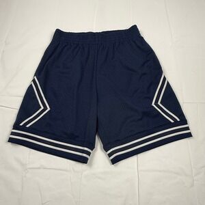 Mitchell & Ness Mens Navy Blue Mesh Basketball Shorts White Striped Size M